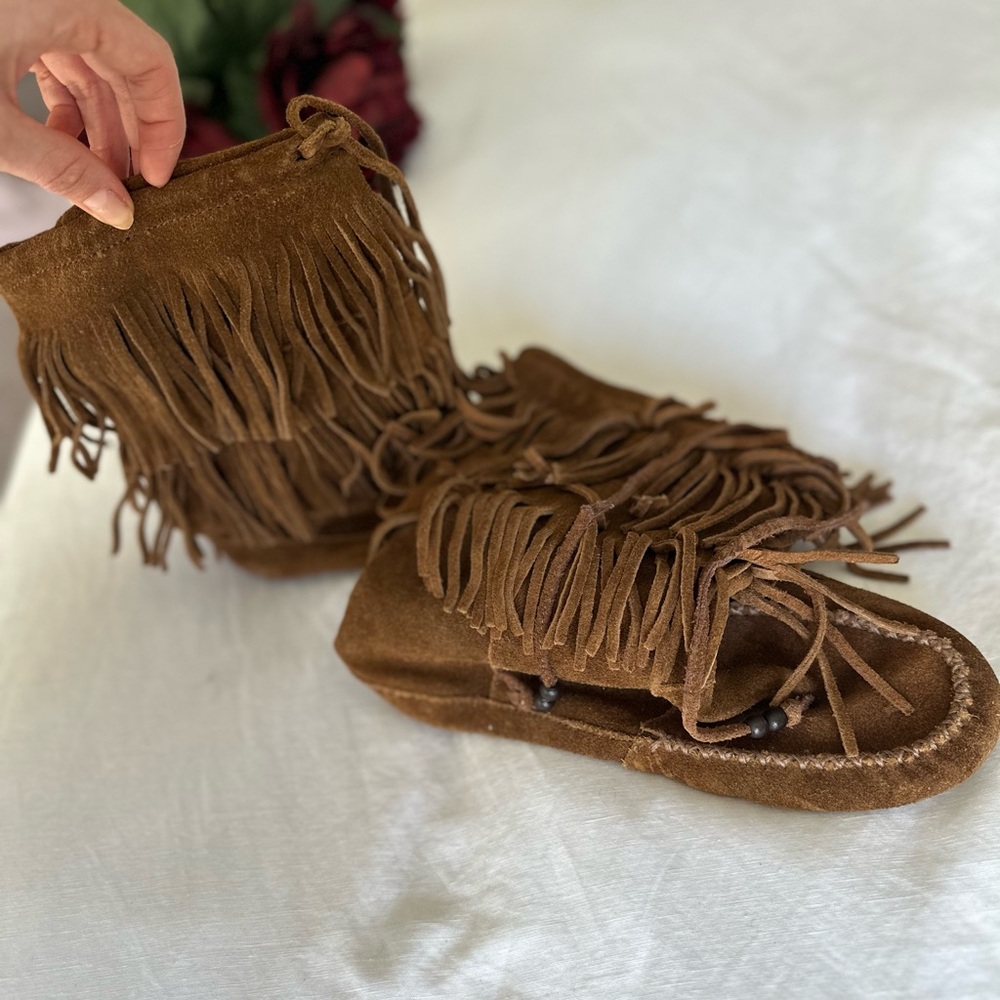 Brown Leather Moccasin Boots